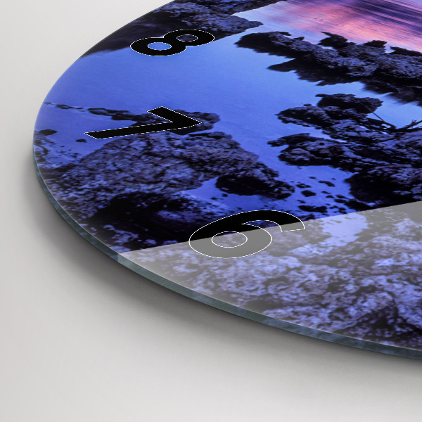 Round glass clock Lake California