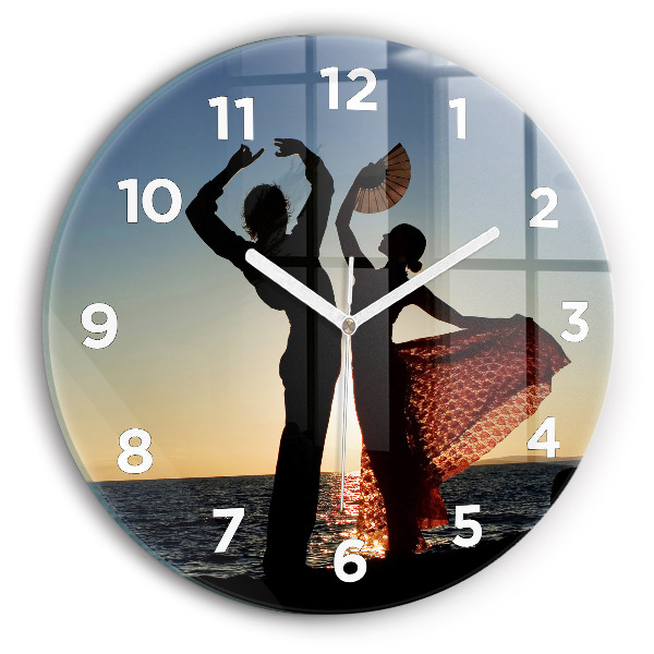 Round glass clock Spanish Dance at Sea