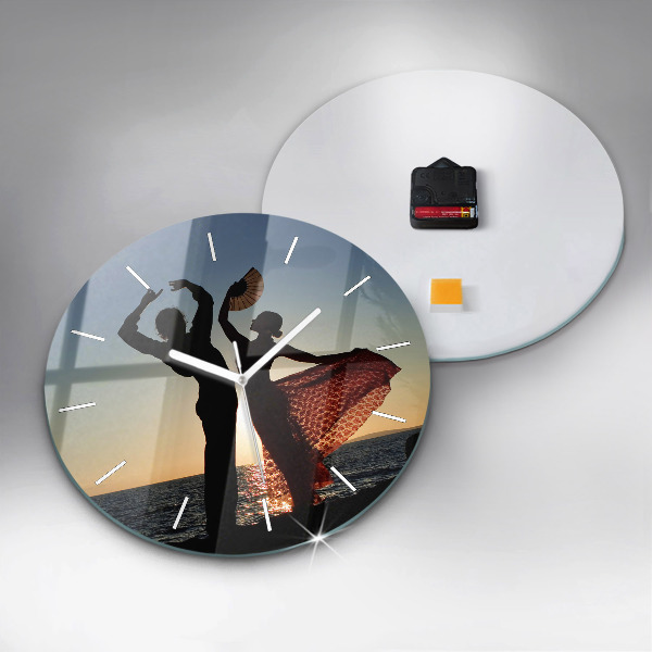 Round glass clock Spanish Dance at Sea