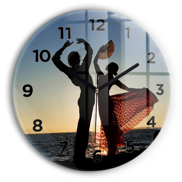 Round glass clock Spanish Dance at Sea