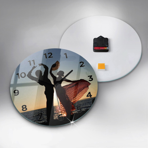 Round glass clock Spanish Dance at Sea