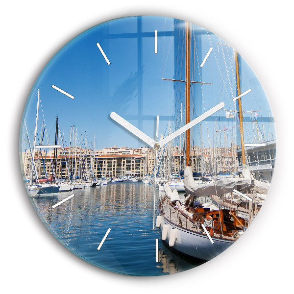 Round glass clock Marina in Marseille France