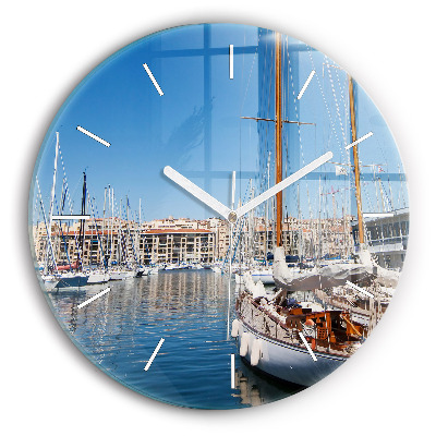 Round glass clock Marina in Marseille France