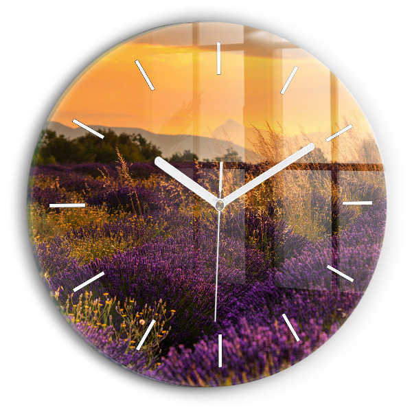 Round glass clock Lavender meadow France