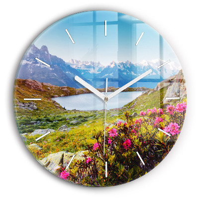Round glass clock Mont Blanc Glacier Chamonix