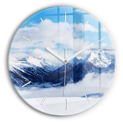 Round glass clock Mountain panorama