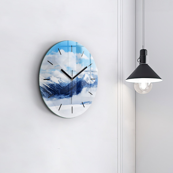 Round glass clock Mountain panorama