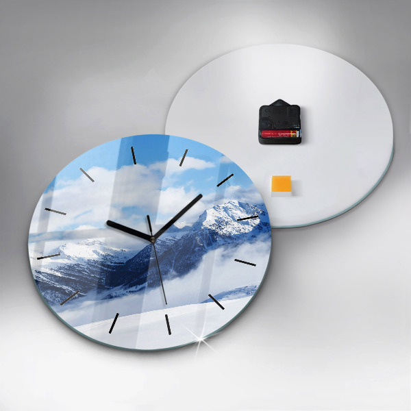 Round glass clock Mountain panorama