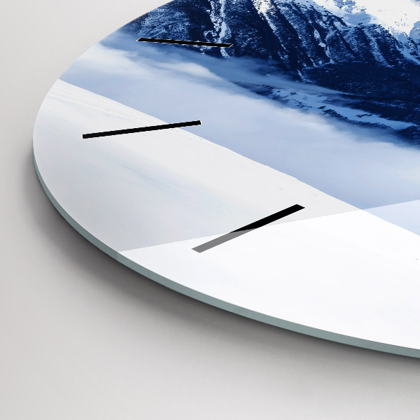 Round glass clock Mountain panorama