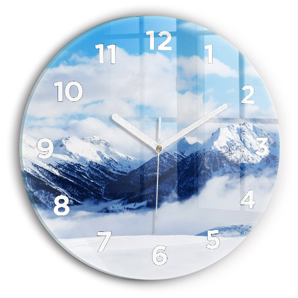 Round glass clock Mountain panorama