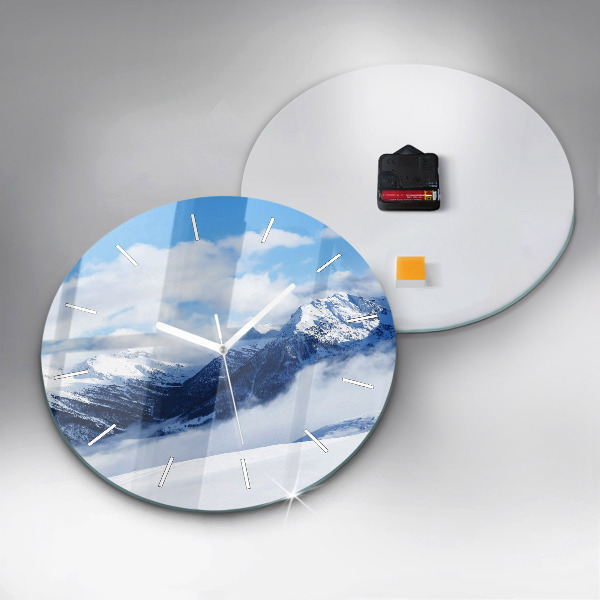 Round glass clock Mountain panorama