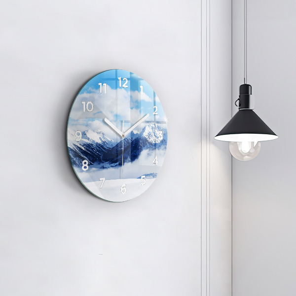 Round glass clock Mountain panorama