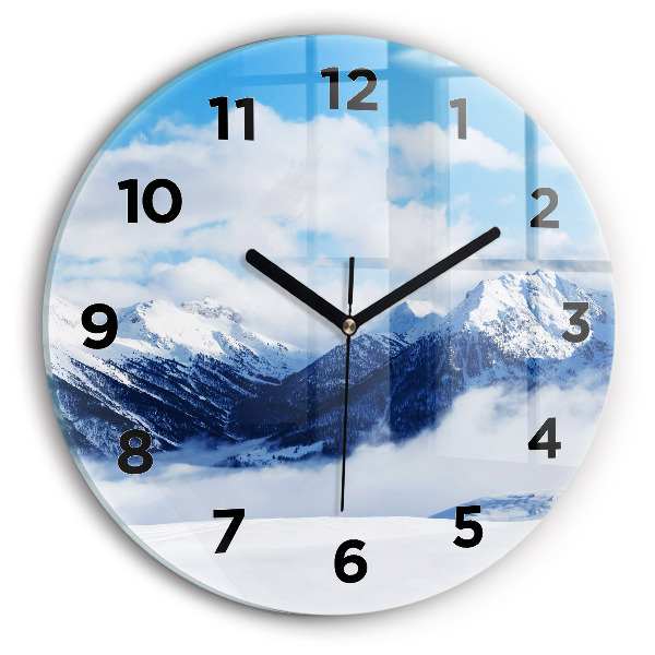 Round glass clock Mountain panorama