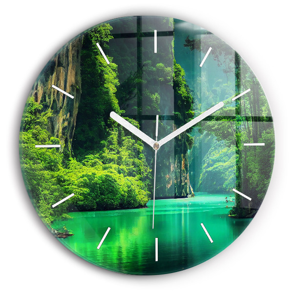 Round glass clock 'Thailand''s natural landscape'