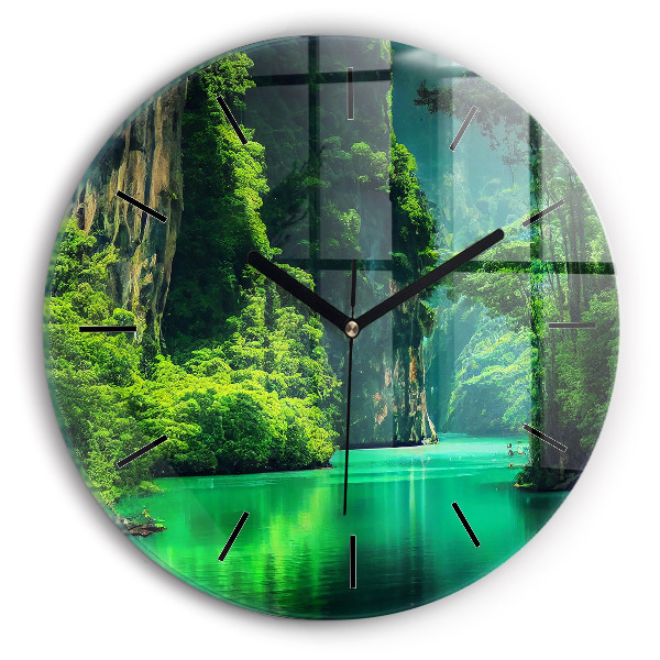Round glass clock 'Thailand''s natural landscape'