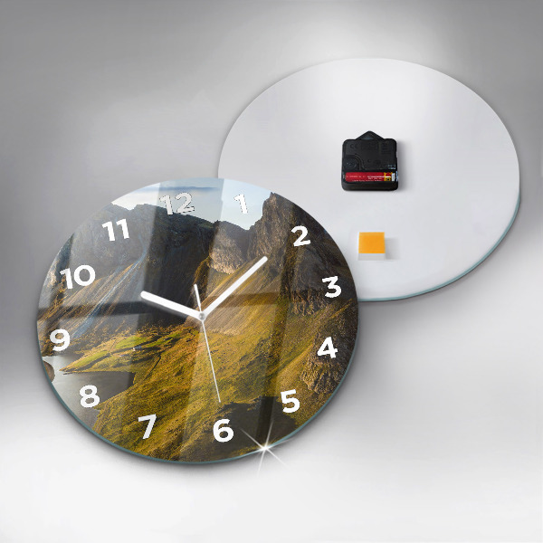 Round glass clock Road in Iceland