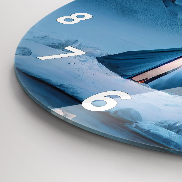 Round glass clock Tent in the mountains of Iceland