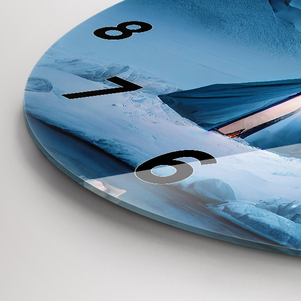 Round glass clock Tent in the mountains of Iceland