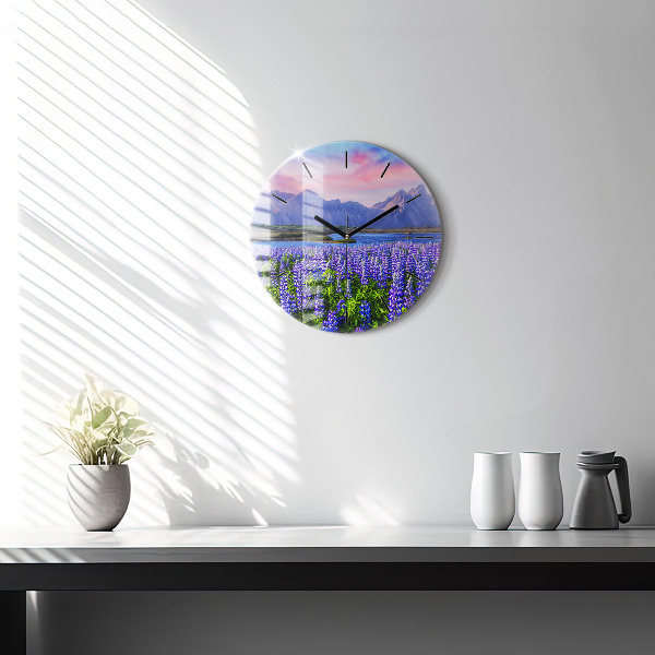 Round glass clock Mountain view Iceland