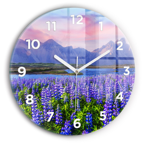 Round glass clock Mountain view Iceland