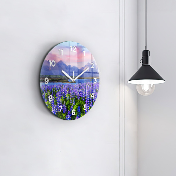 Round glass clock Mountain view Iceland