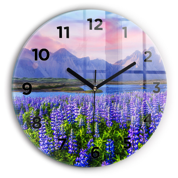 Round glass clock Mountain view Iceland