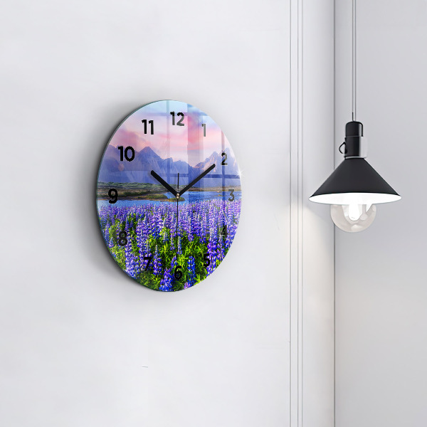 Round glass clock Mountain view Iceland