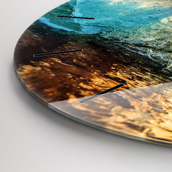 Round glass clock Iceberg and sunrise
