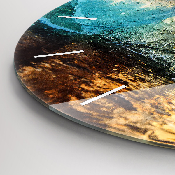 Round glass clock Iceberg and sunrise