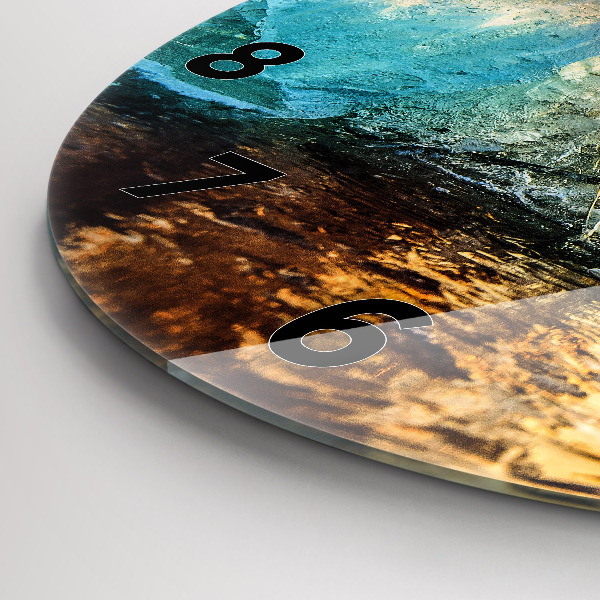 Round glass clock Iceberg and sunrise