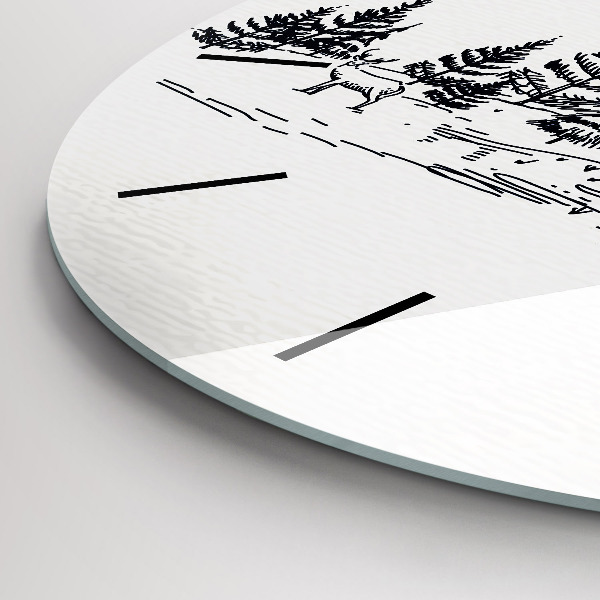 Round glass clock Cartoon town