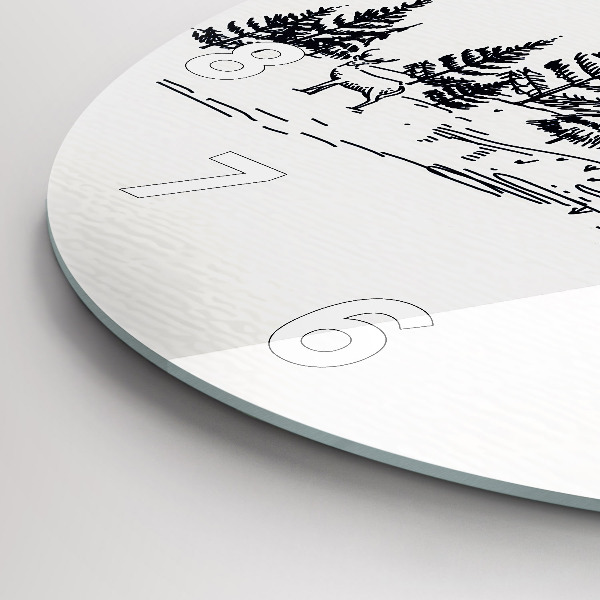 Round glass clock Cartoon town