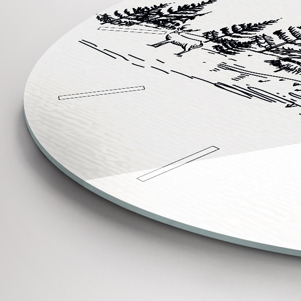 Round glass clock Cartoon town