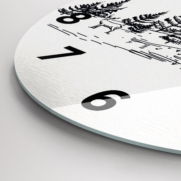 Round glass clock Cartoon town