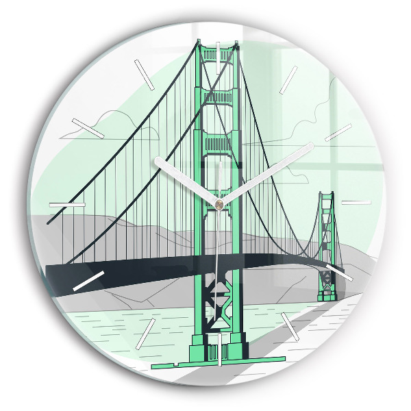 Round glass clock Green Bridge