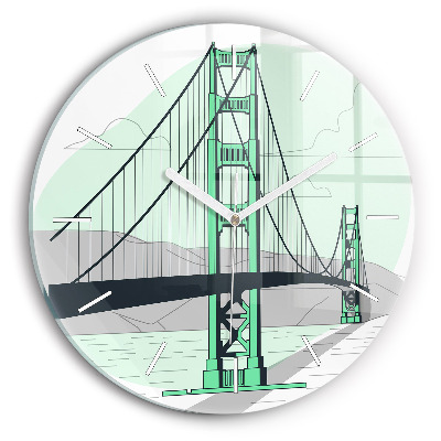 Round glass clock Green Bridge