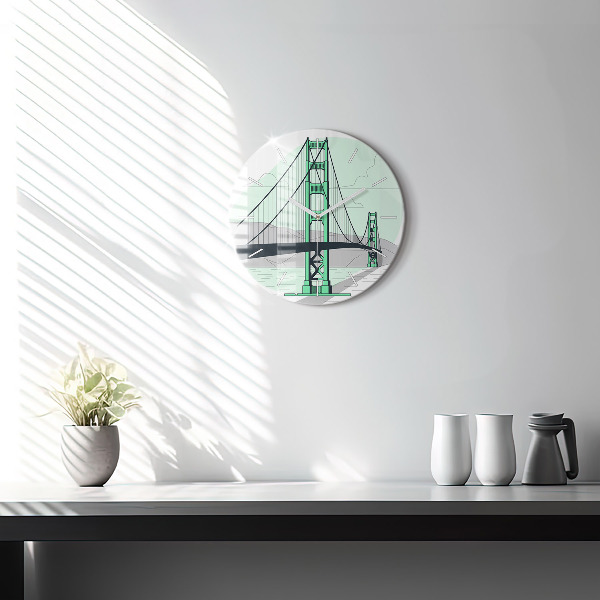 Round glass clock Green Bridge