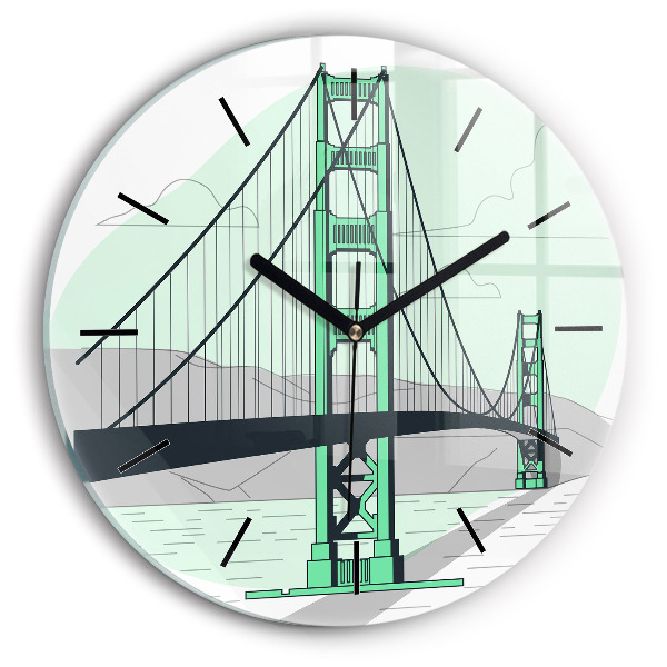 Round glass clock Green Bridge