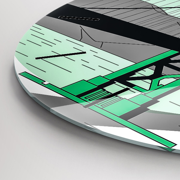 Round glass clock Green Bridge