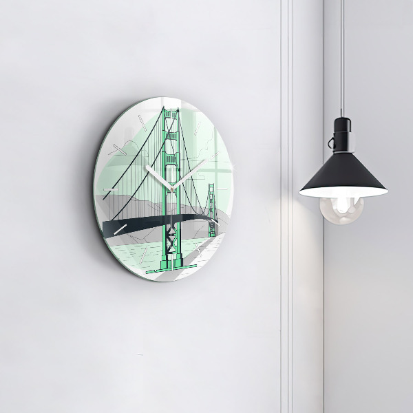 Round glass clock Green Bridge