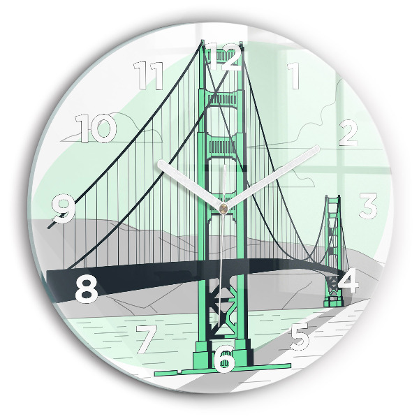 Round glass clock Green Bridge