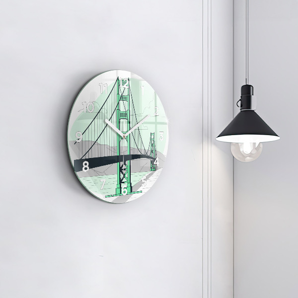 Round glass clock Green Bridge