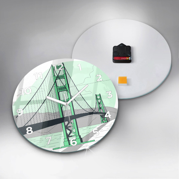 Round glass clock Green Bridge