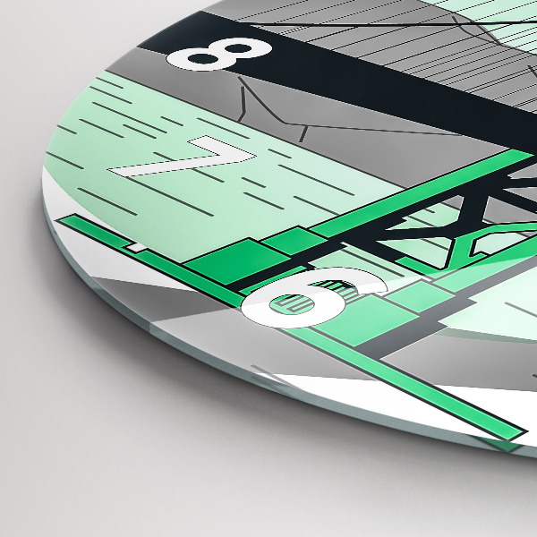Round glass clock Green Bridge