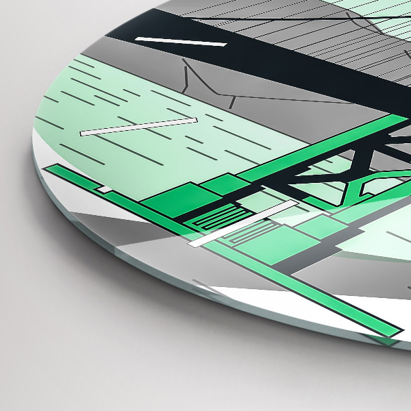 Round glass clock Green Bridge