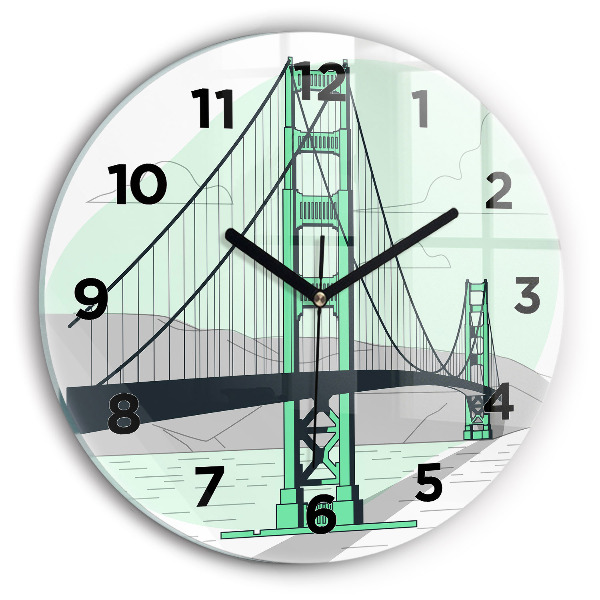 Round glass clock Green Bridge