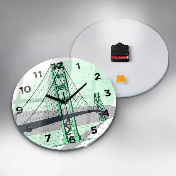 Round glass clock Green Bridge