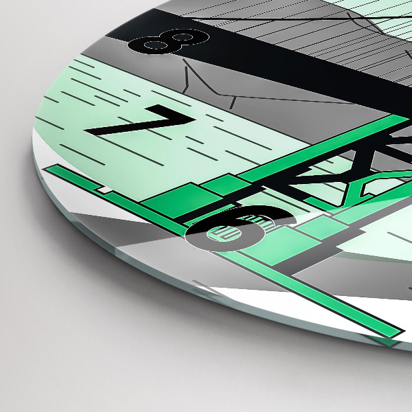 Round glass clock Green Bridge