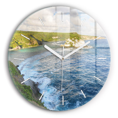 Round glass clock Ocean Coast