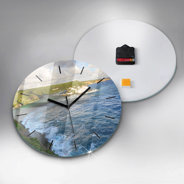 Round glass clock Ocean Coast
